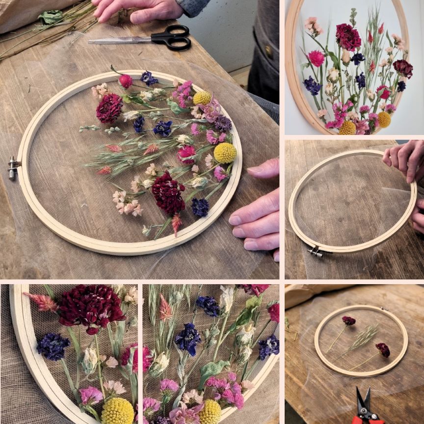 Stickrahmen Trockenblumen - Blumenwiese Motiv - Kreation von fleurs de vie