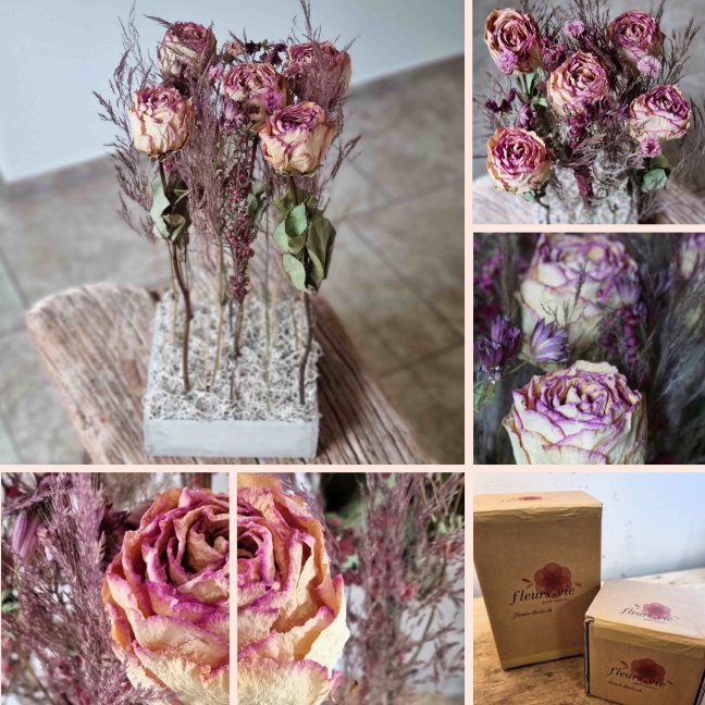 Parallel-Gesteck aus Trockenblumen - Kreation von fleurs de vie